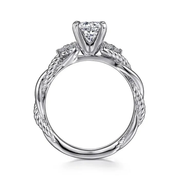 Catalina - 14K White Gold Round Twisted Diamond Engagement Ring