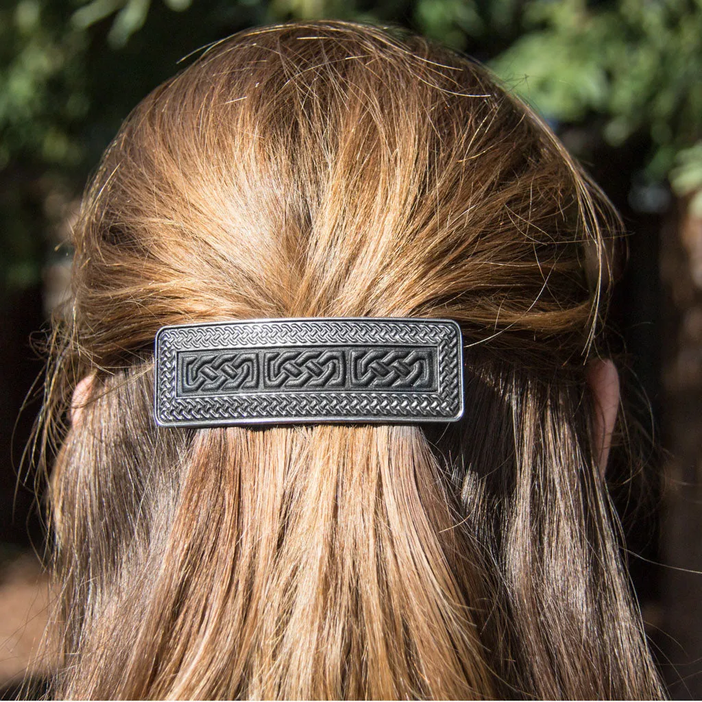 Celtic Braid Leather Barrette