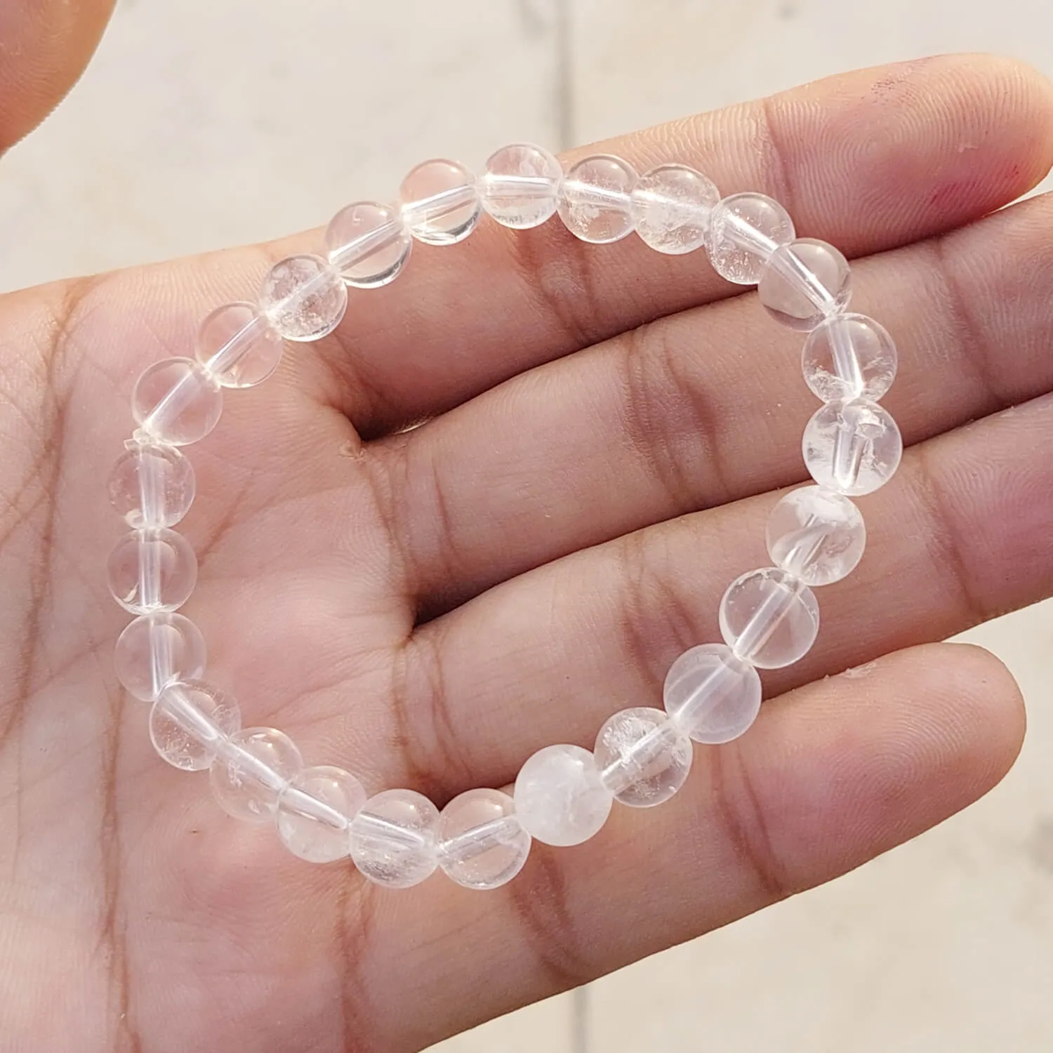 Certified Clear Quartz 8mm Natural Stone Bracelet