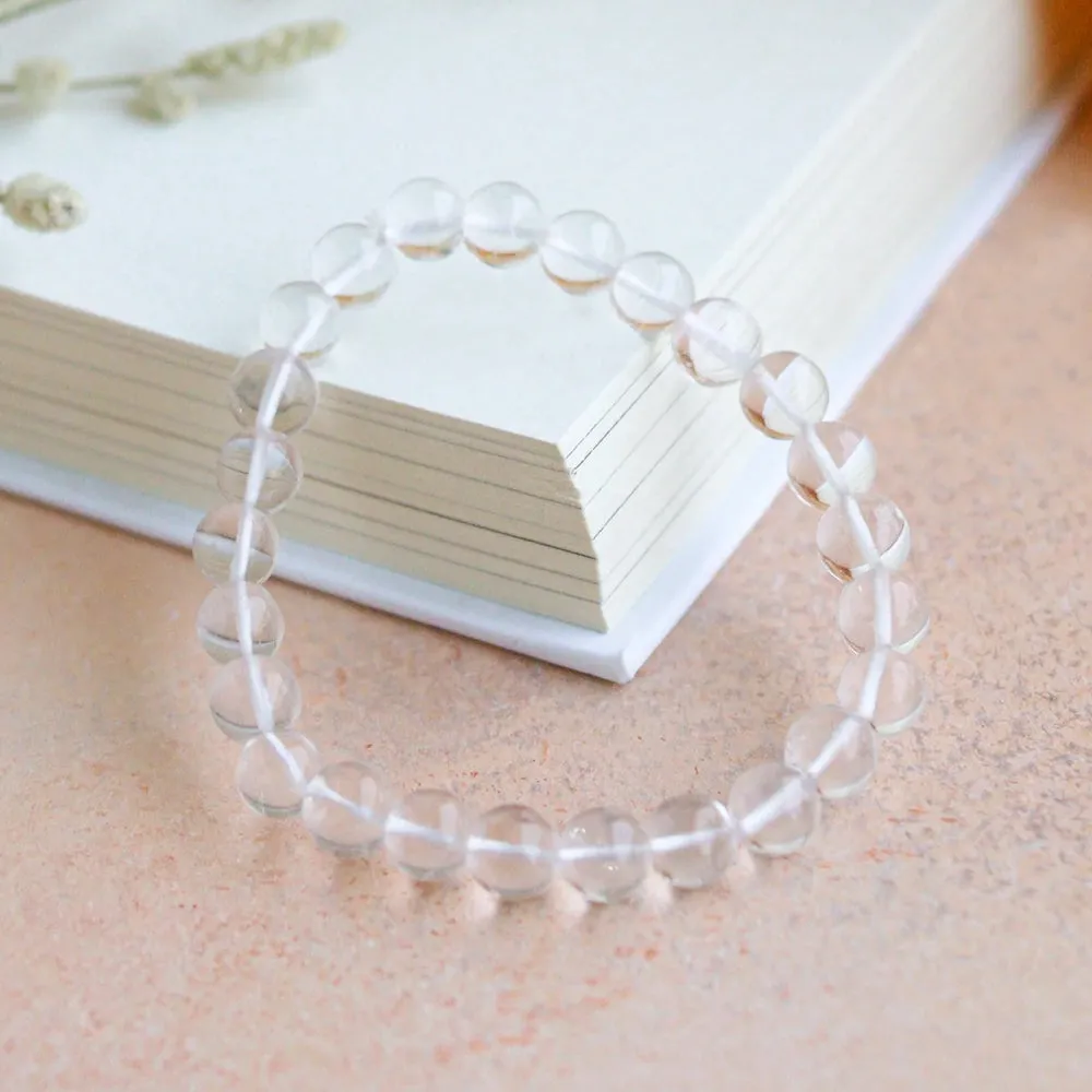 Certified Clear Quartz 8mm Natural Stone Bracelet