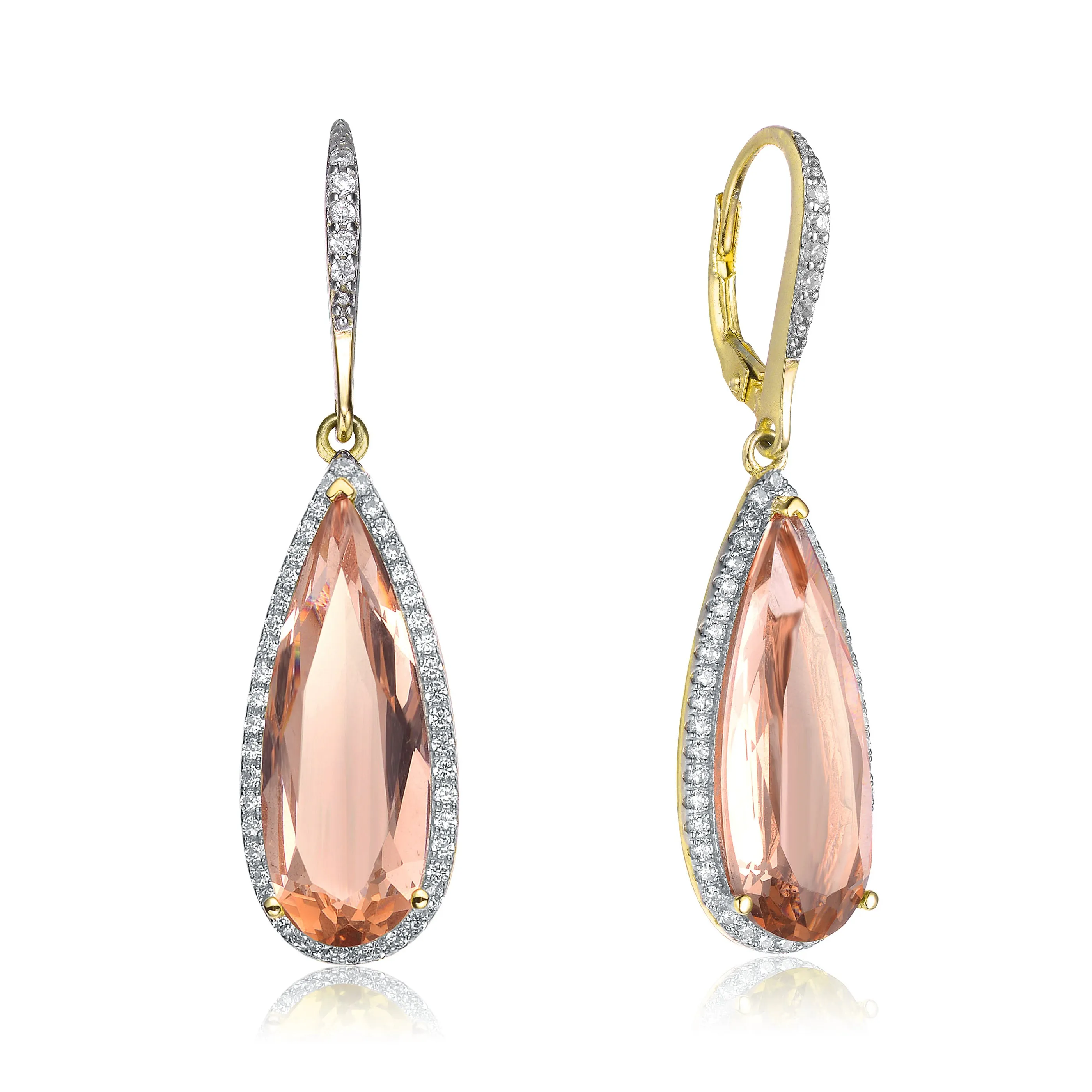 Charlotte Morganite Pear Cubic Zirconia Drop Earrings