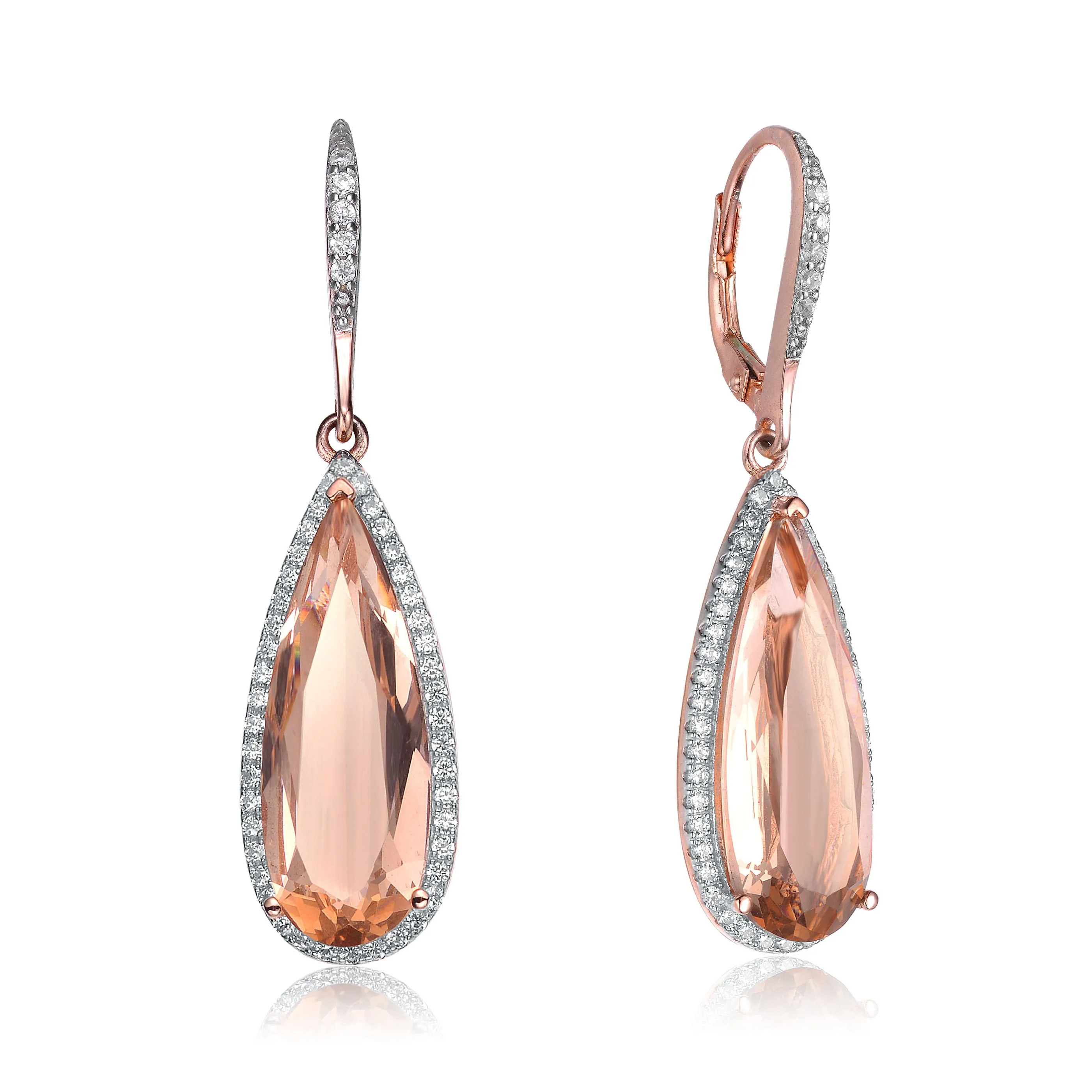 Charlotte Morganite Pear Cubic Zirconia Drop Earrings