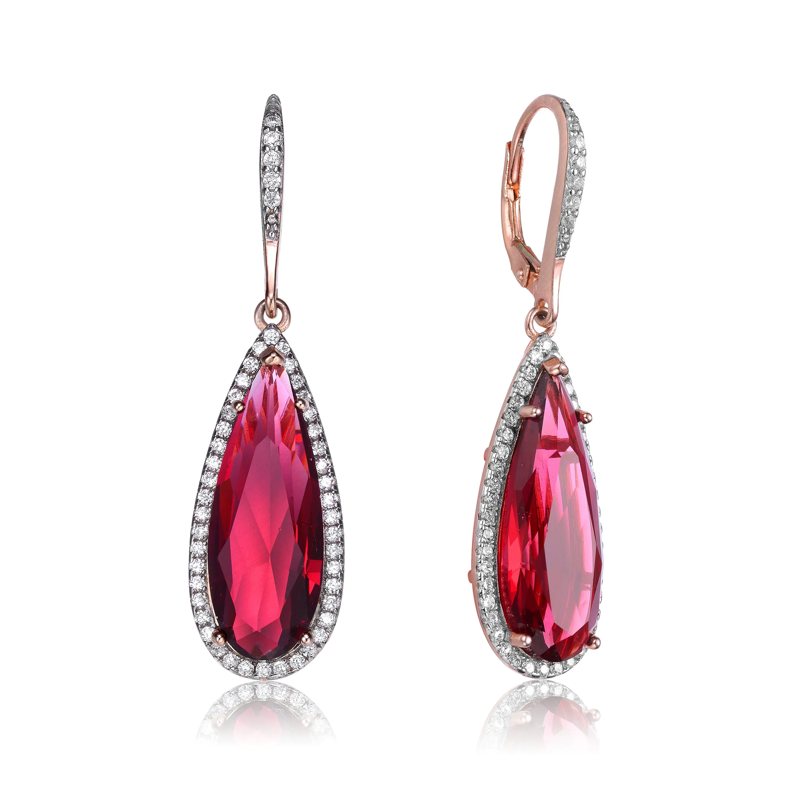 Charlotte Morganite Pear Cubic Zirconia Drop Earrings