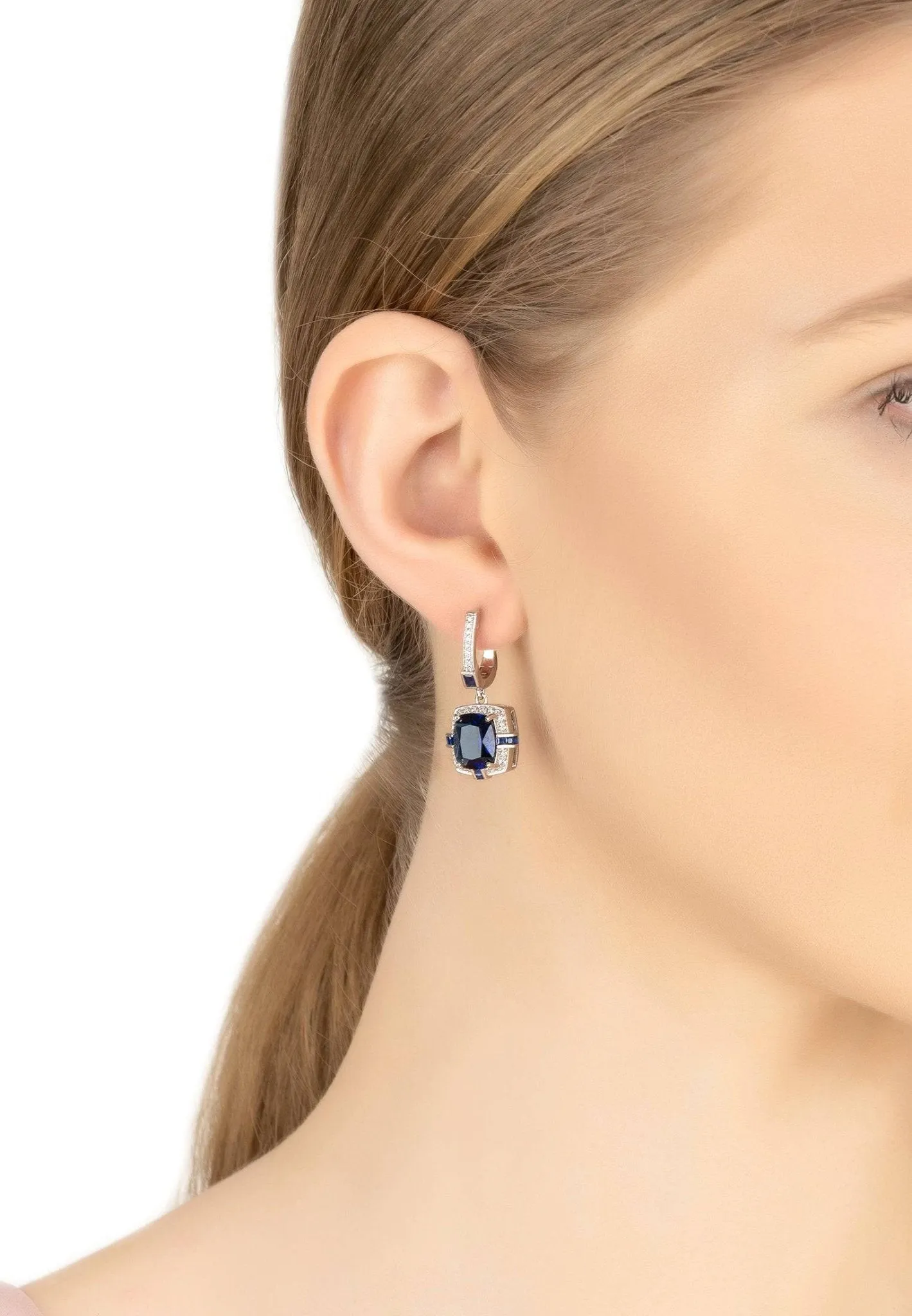 Clarence Silver Earrings Sapphire