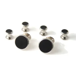 CLASSIC SILVER ROUND STUD SET WITH ONYX