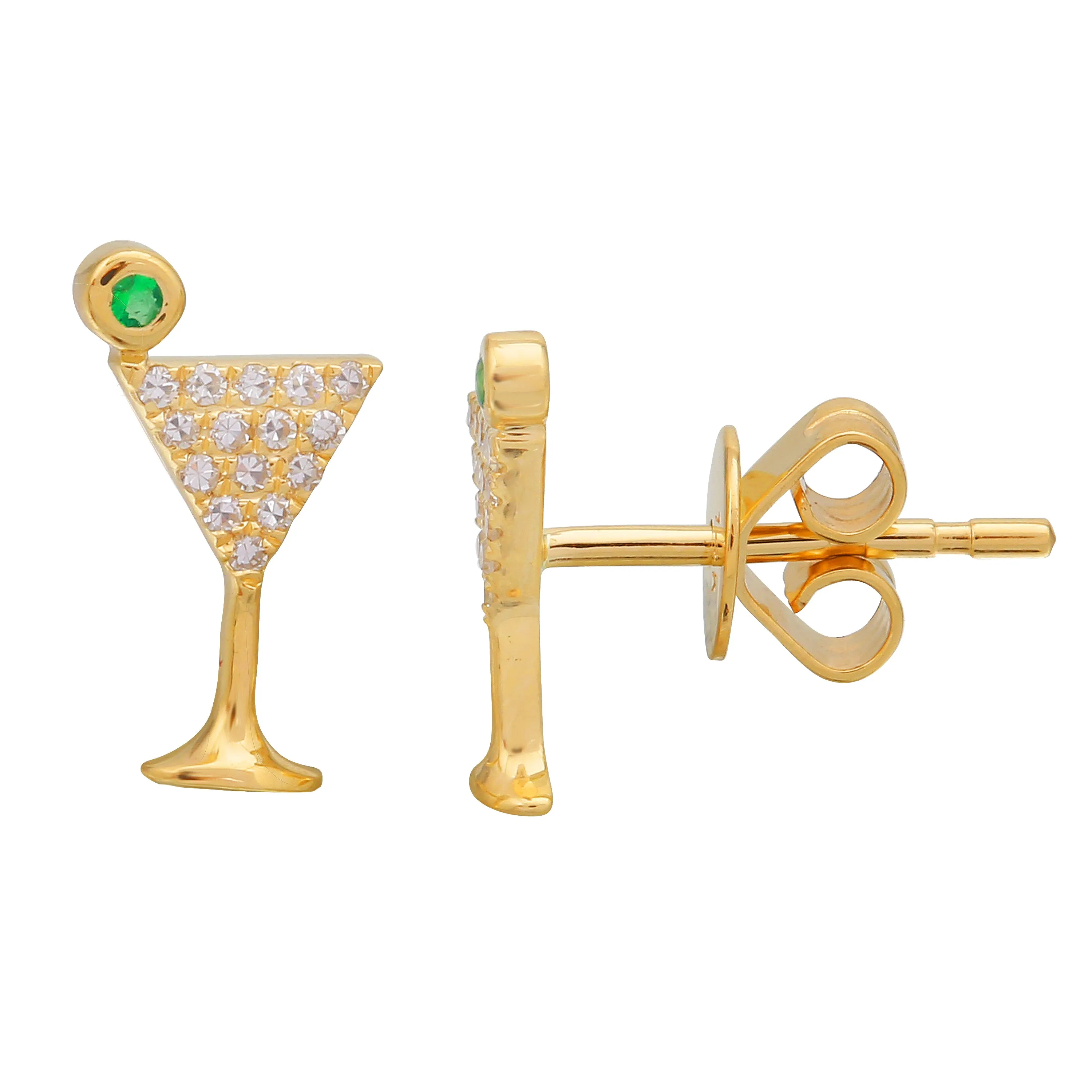 Cocktail Martini Stud Earrings