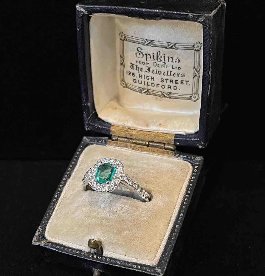 Colombian Emerald and Diamond Cluster Ring