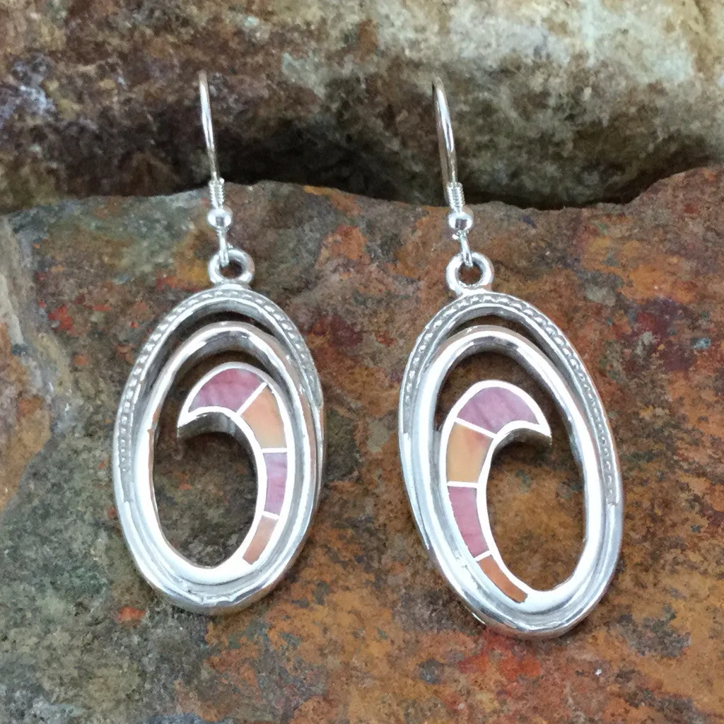 David Rosales Desert Fire Inlaid Sterling Silver Earrings Spiral