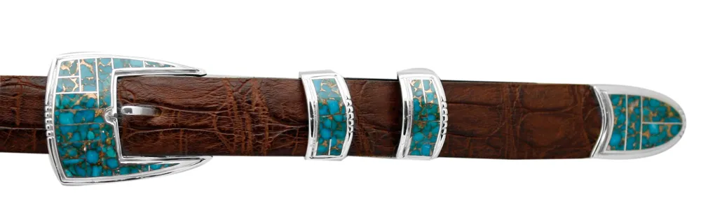 David Rosales Kingman Turquoise Inlaid 1" Ranger Belt Buckle