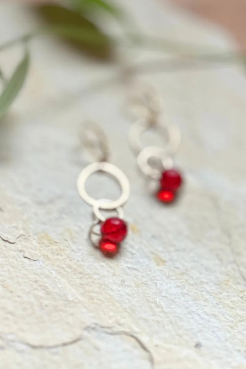 Deep Red Amber Earrings