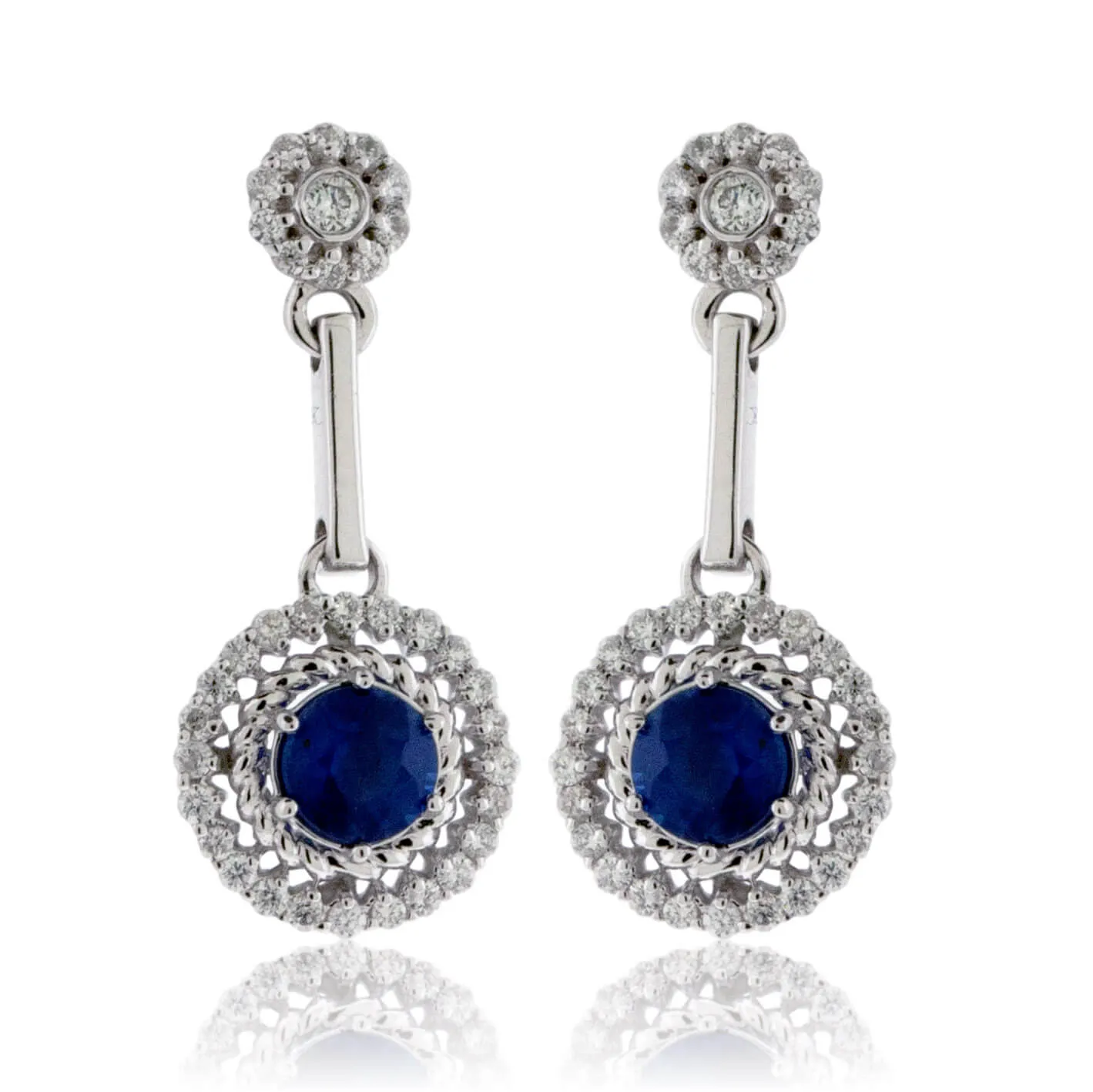 Diamond & Sapphire Post Drop Earrings