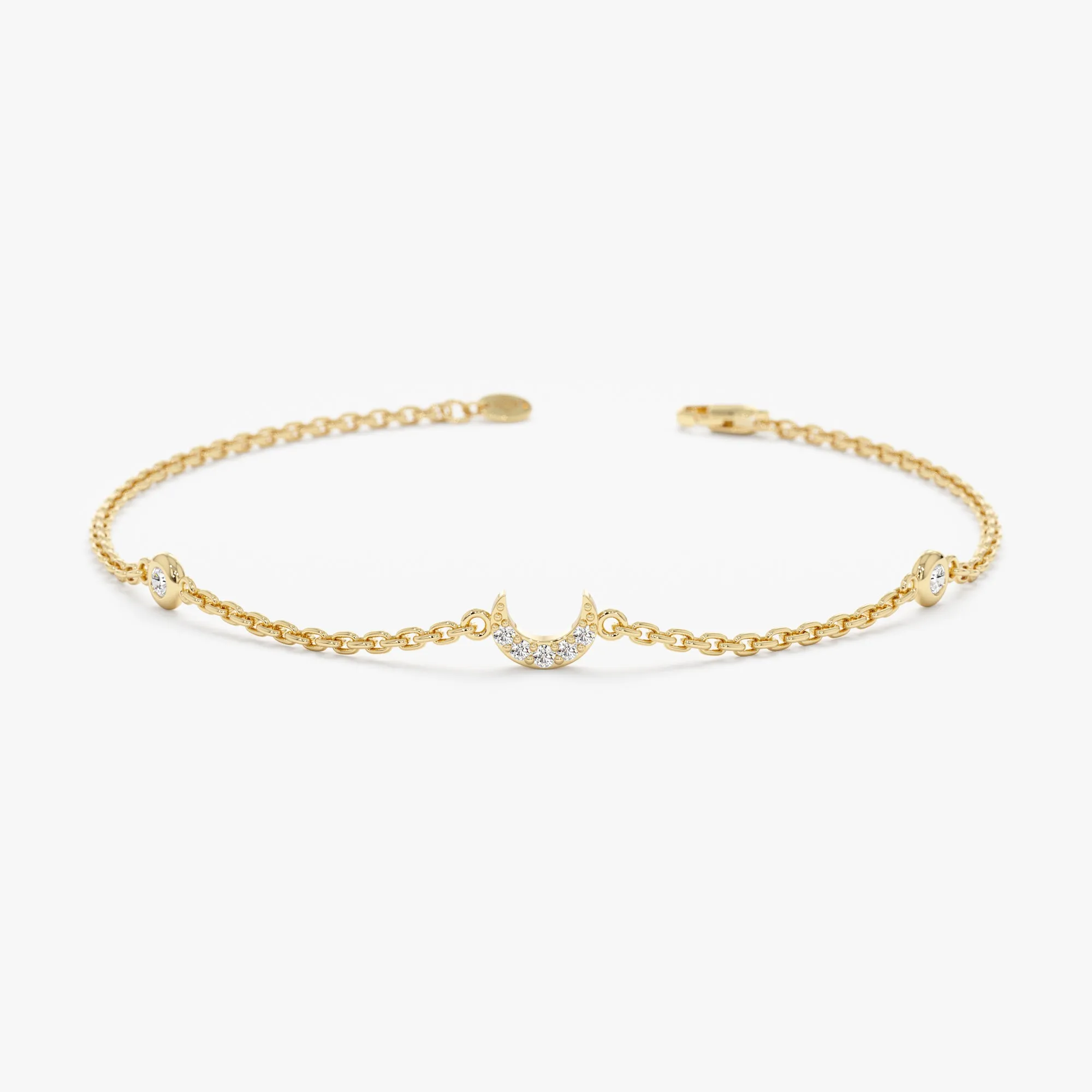 Diamond Crescent Moon Station Bracelet, Francesca