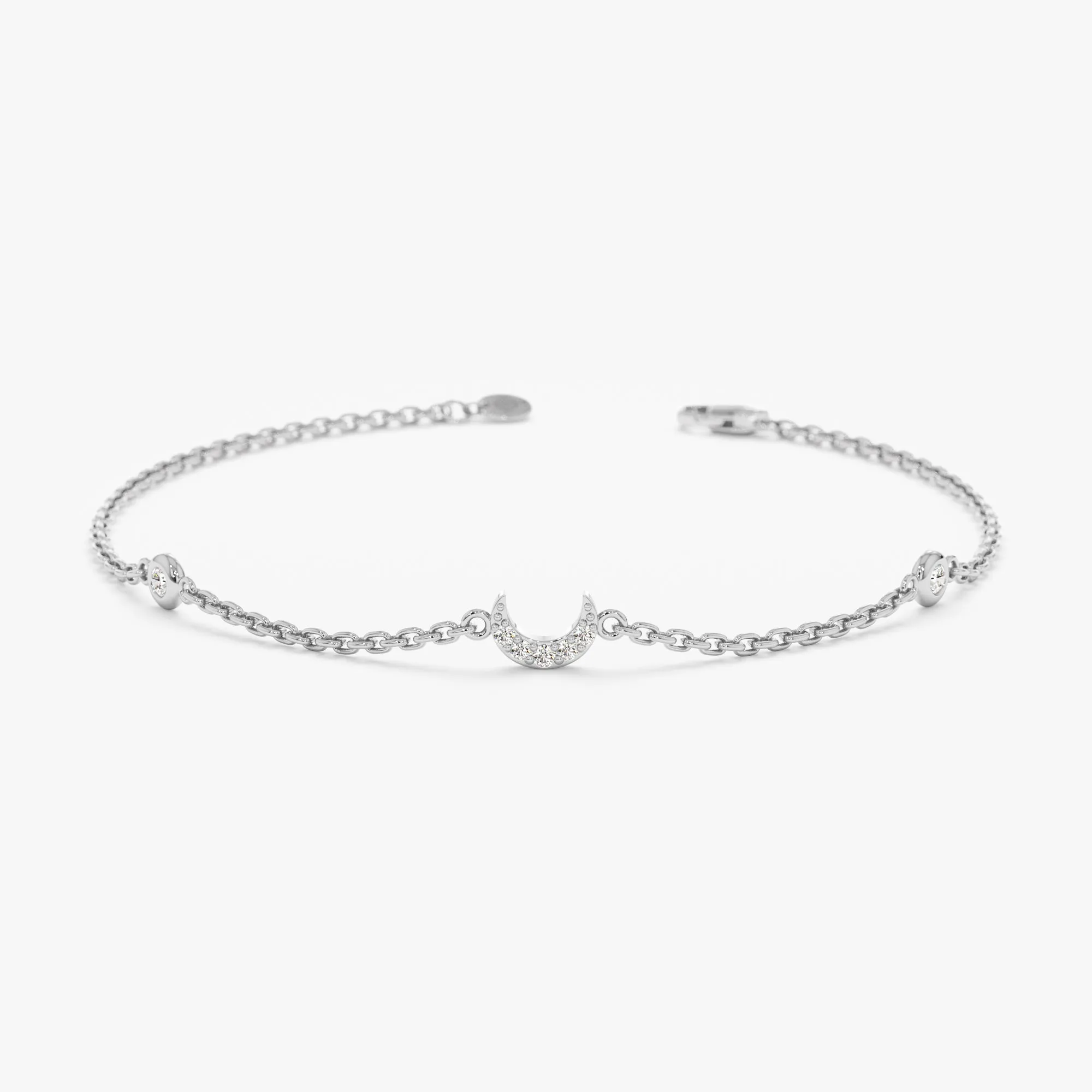 Diamond Crescent Moon Station Bracelet, Francesca