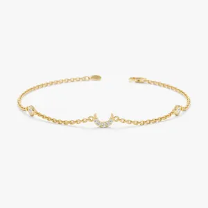 Diamond Crescent Moon Station Bracelet, Francesca