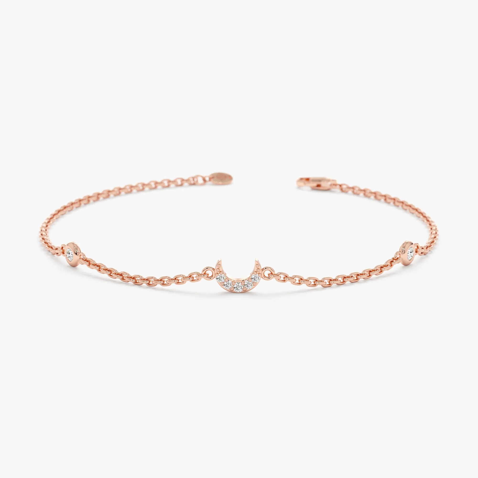 Diamond Crescent Moon Station Bracelet, Francesca