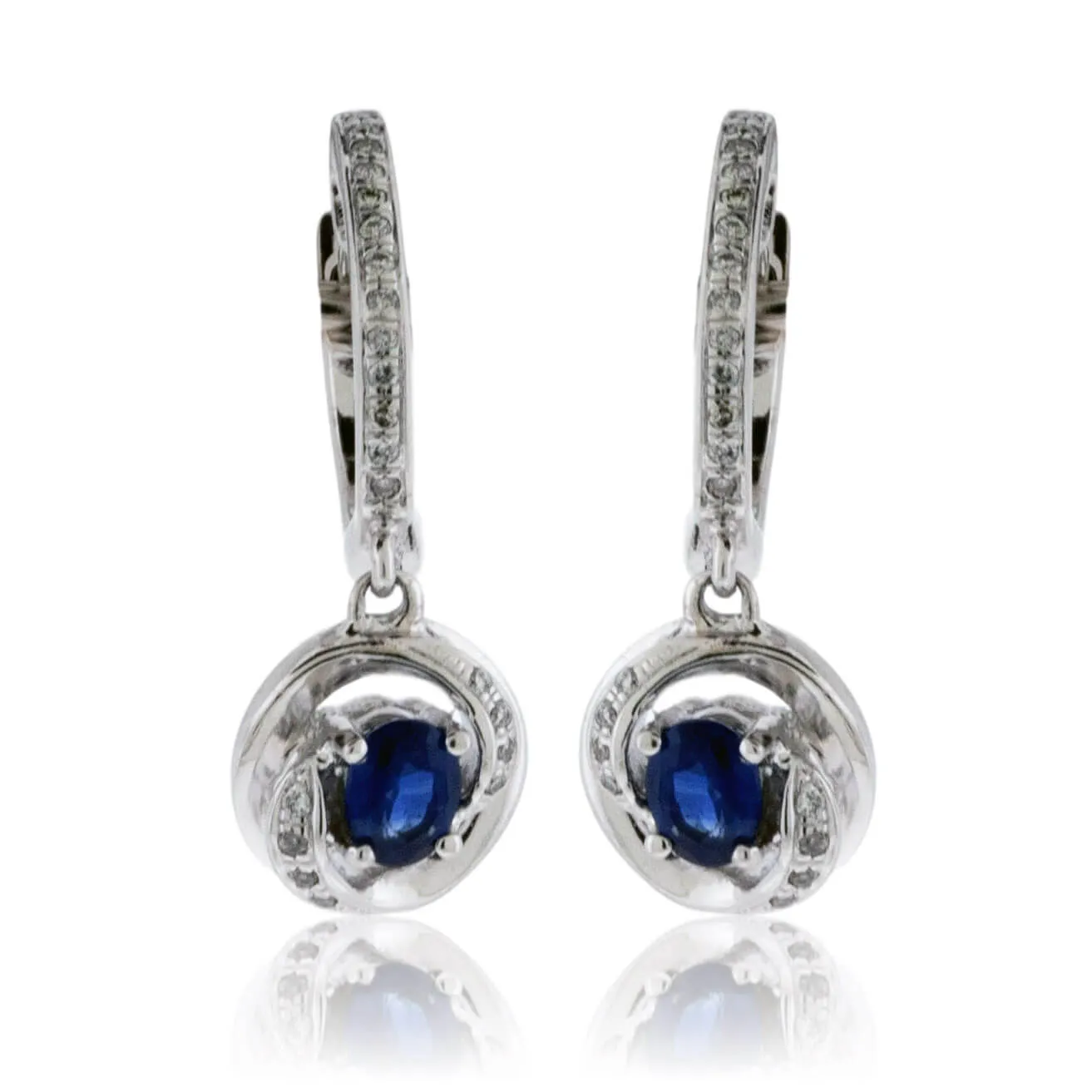 Diamond Huggie  & Sapphire Dangle Earrings