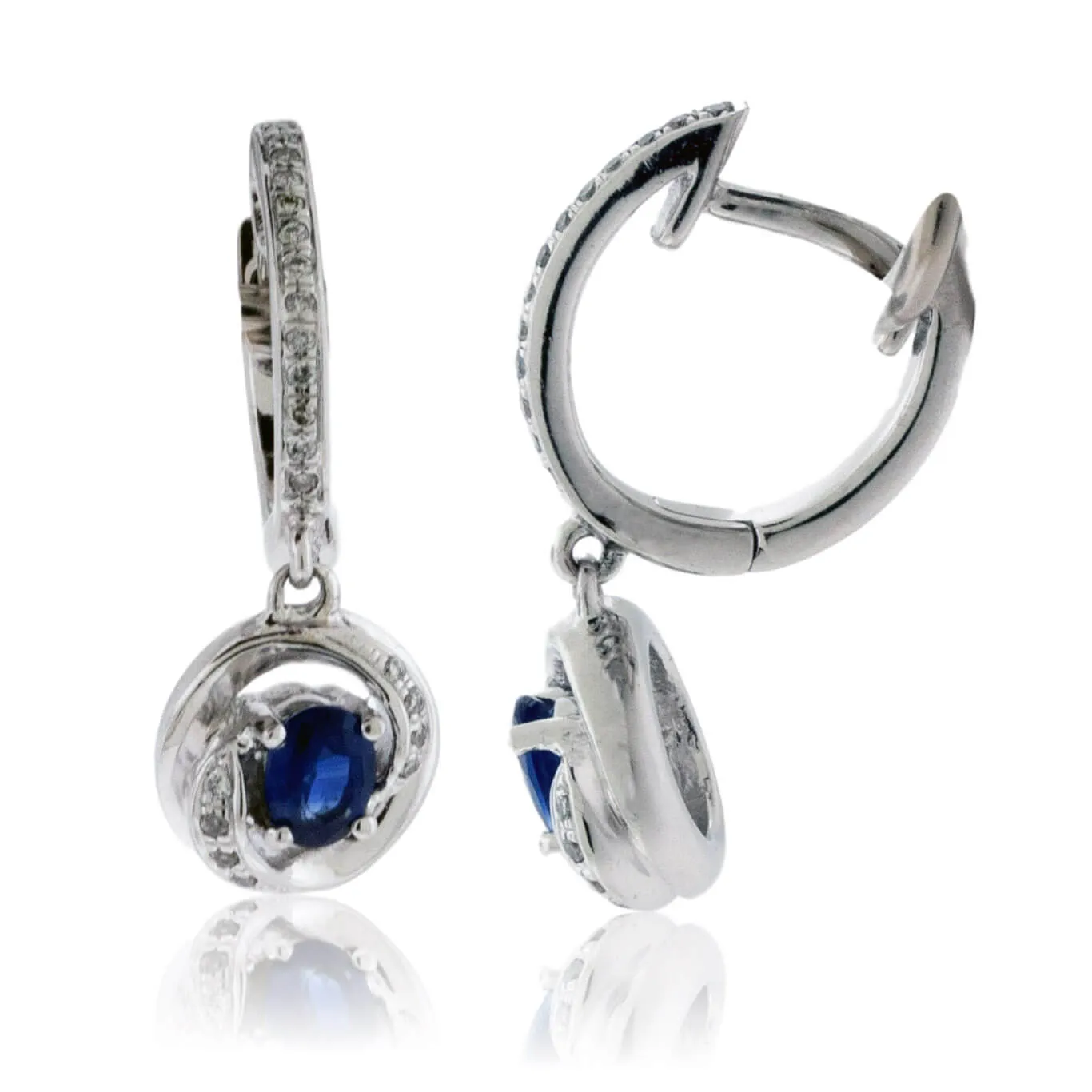 Diamond Huggie  & Sapphire Dangle Earrings