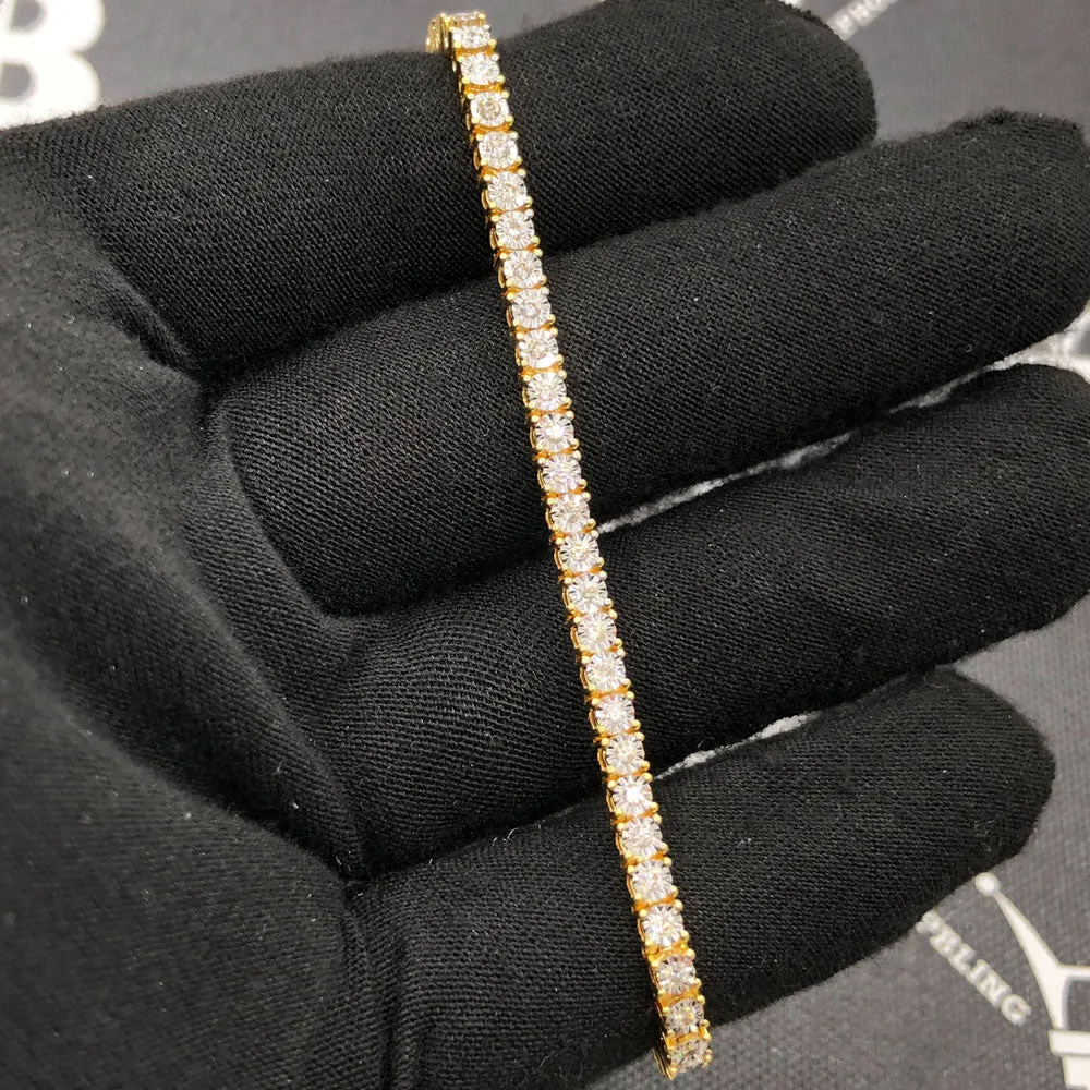 Diamond Tennis Bracelet 10K Gold Miracle Setting