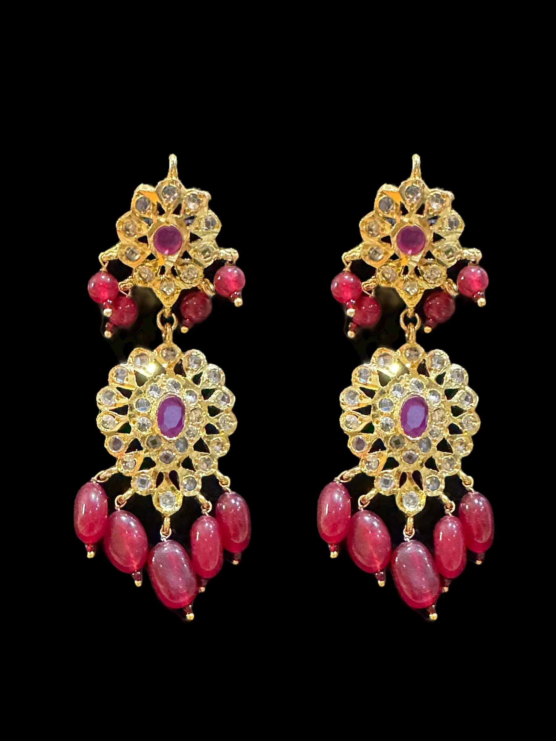 DNS15 Palakh ruby mango necklace set  (SHIPS IN 4 WEEKS )