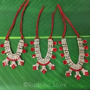 Docks of Kusum Sarovar Ruby Red Rhinestone - Deity Necklace