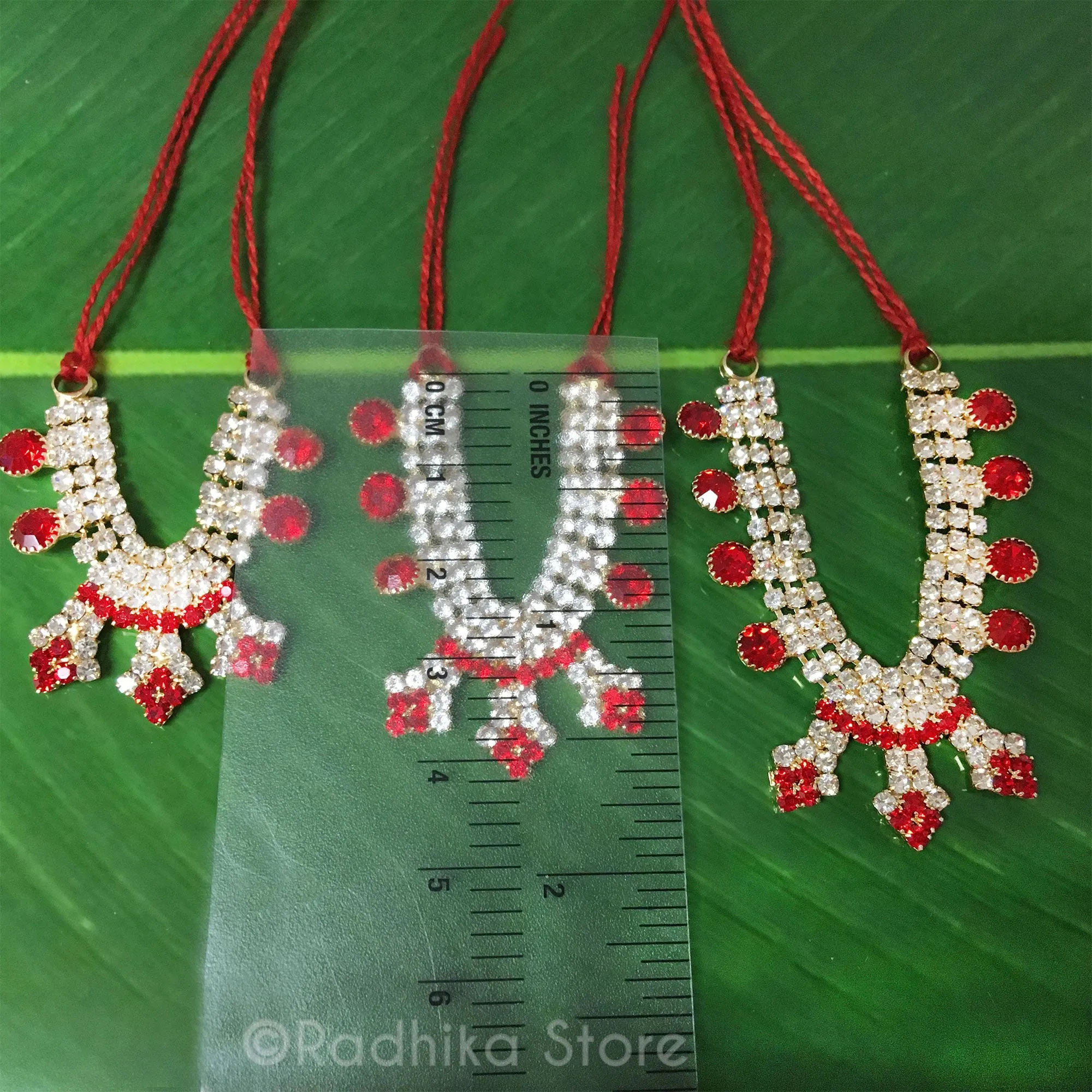 Docks of Kusum Sarovar Ruby Red Rhinestone - Deity Necklace