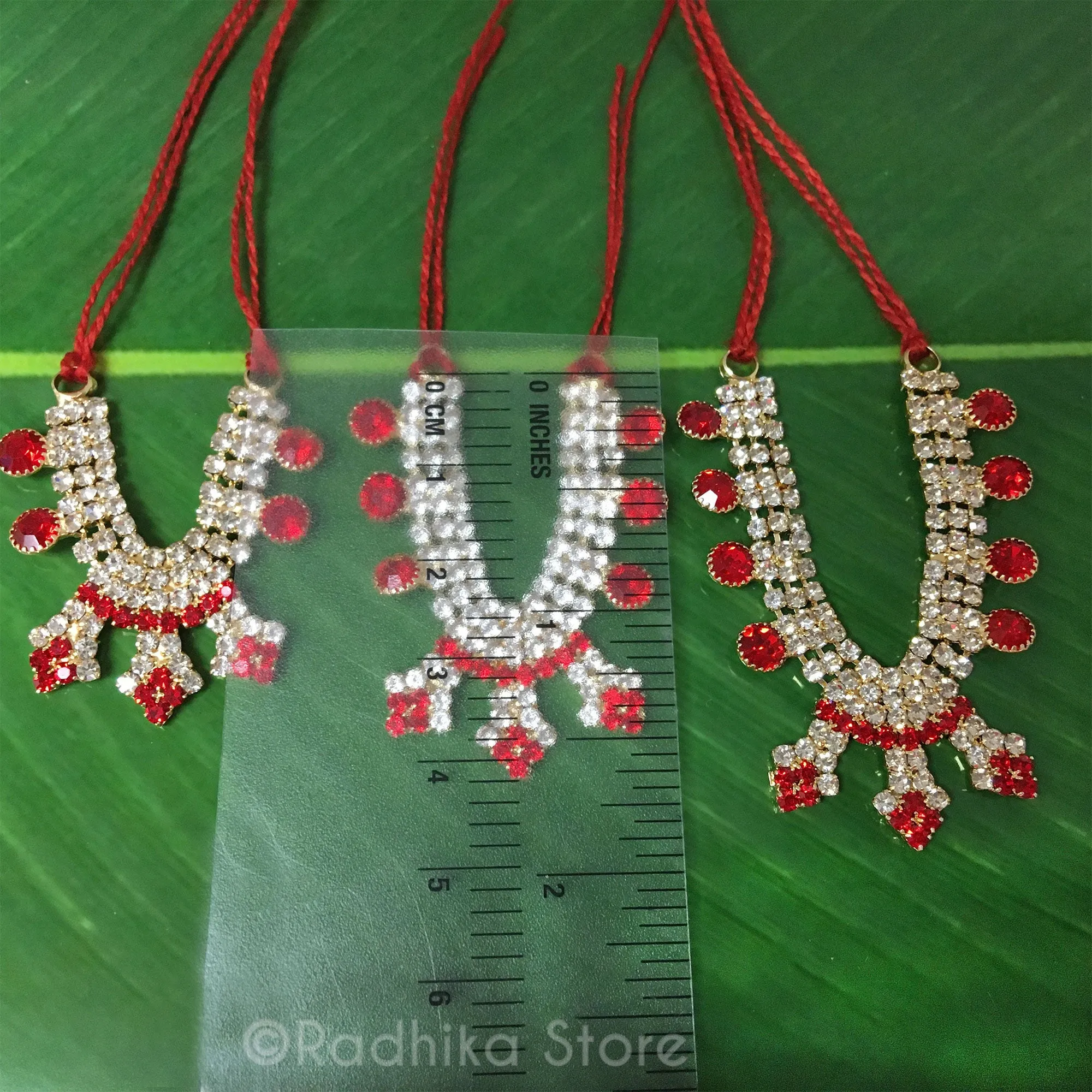 Docks of Kusum Sarovar Ruby Red Rhinestone - Deity Necklace