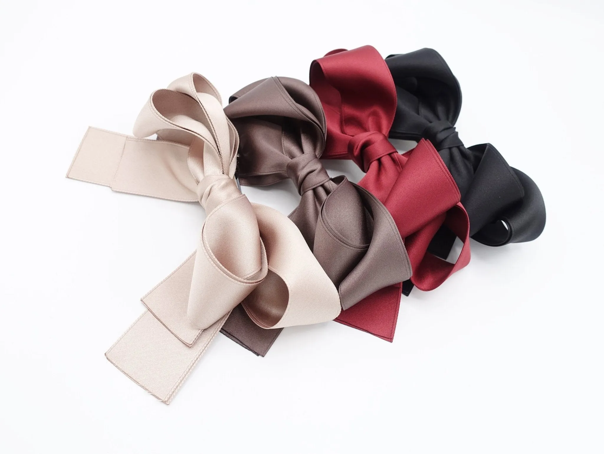 double layered satin hair bow basic style hair accessory for women