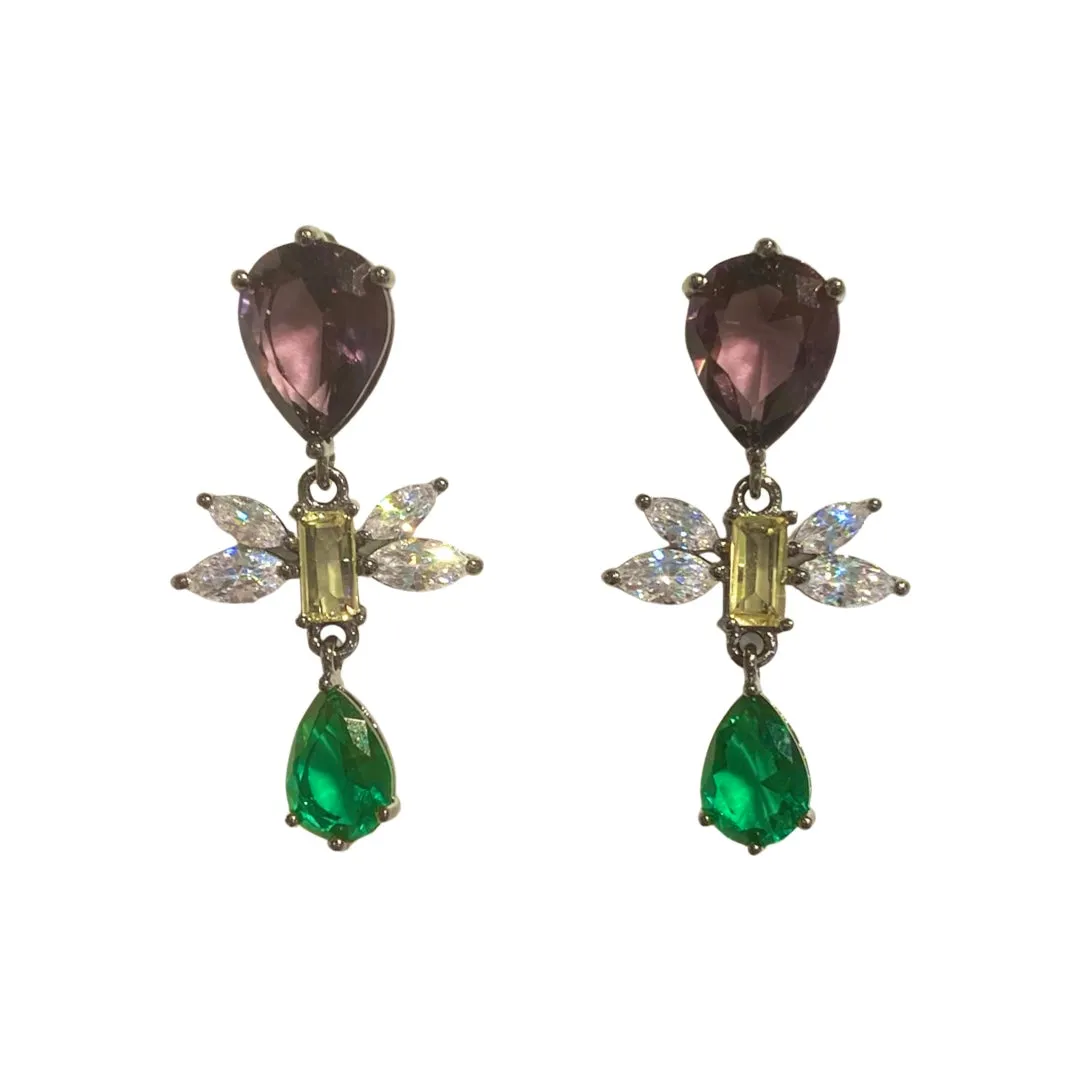 Dragonfly Emerald Statement Earrings