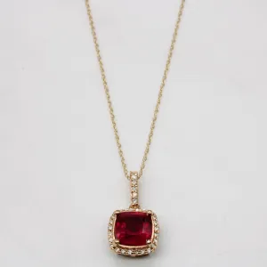 'Effy' Ruby & Diamond Halo Pendant & Necklace | 2.09ct, 0.12ctw | 19" |