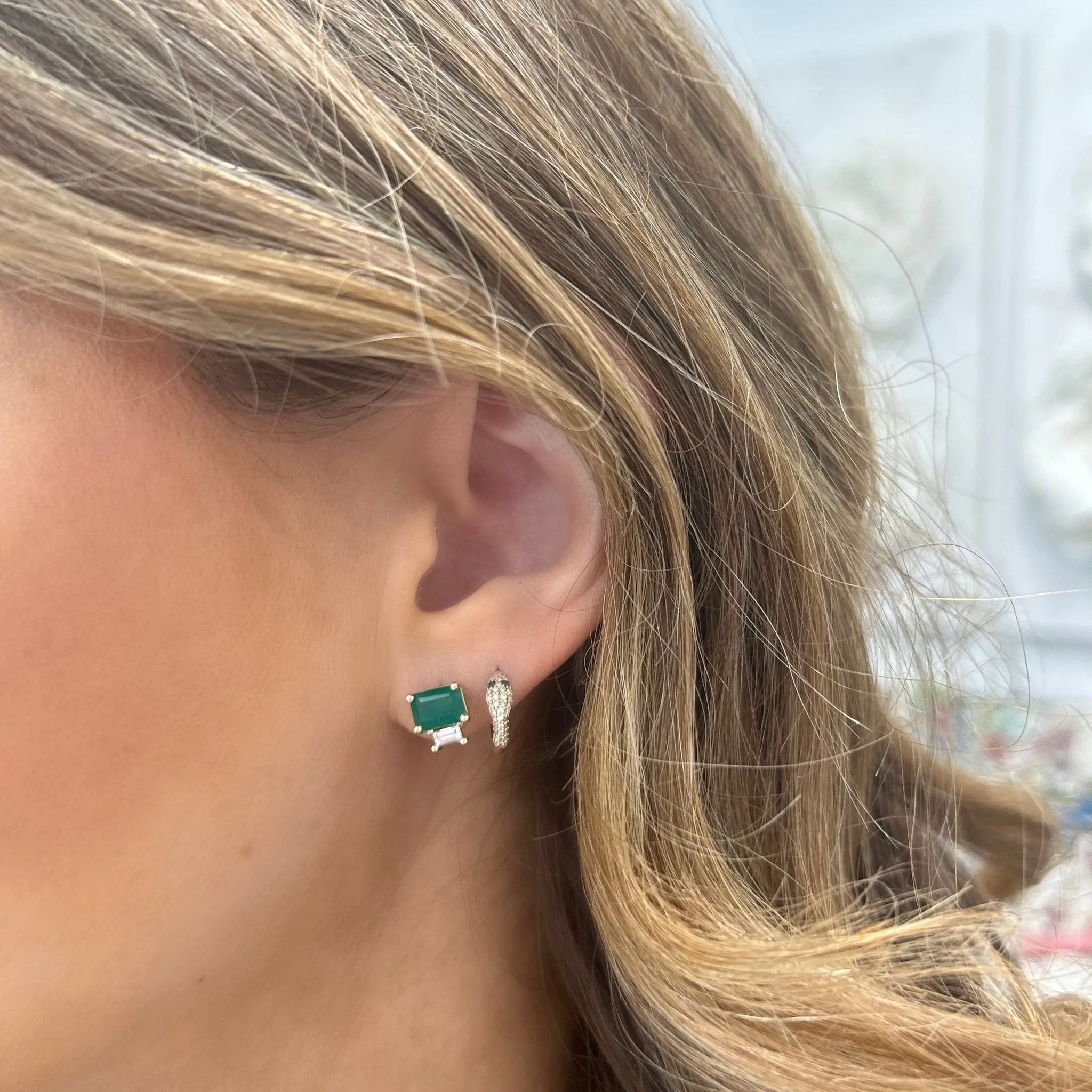 Emerald & Diamond Studs