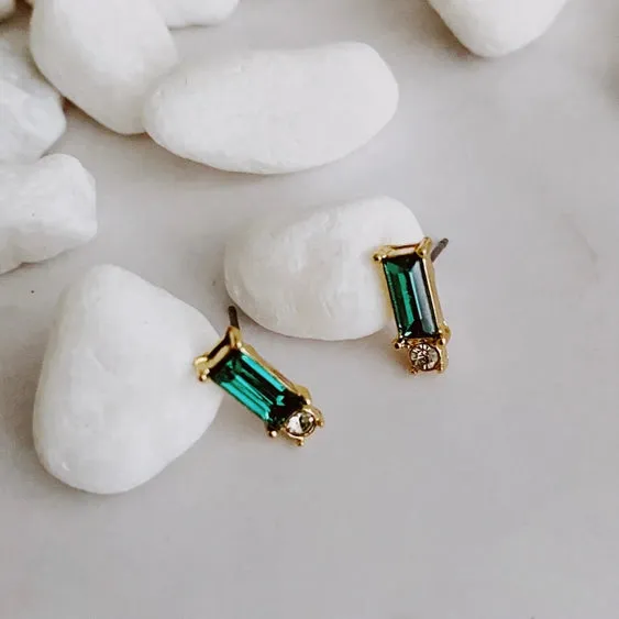 Emerald Baguette Earrings