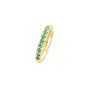 Emerald Green CZ Single Cartilage Huggies - 9ct Yellow Gold