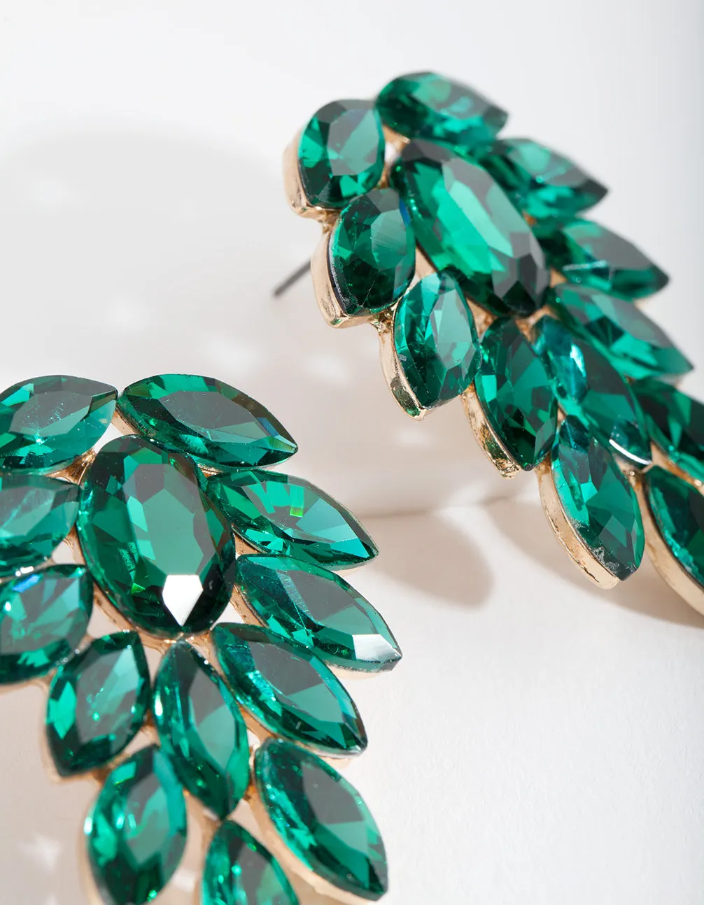 Emerald Green Jewel Leaf Earrings