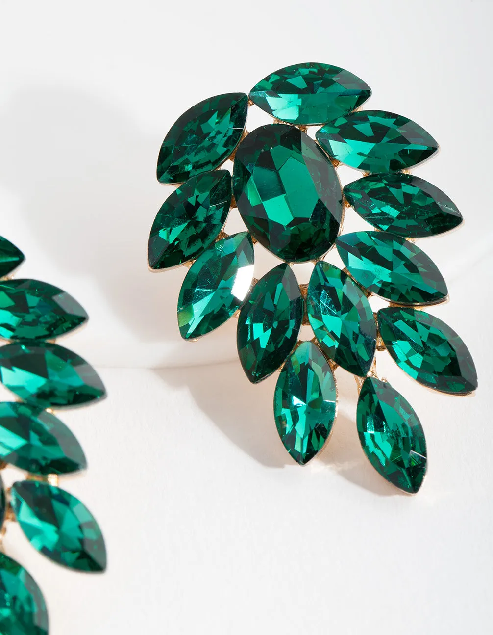 Emerald Green Jewel Leaf Earrings