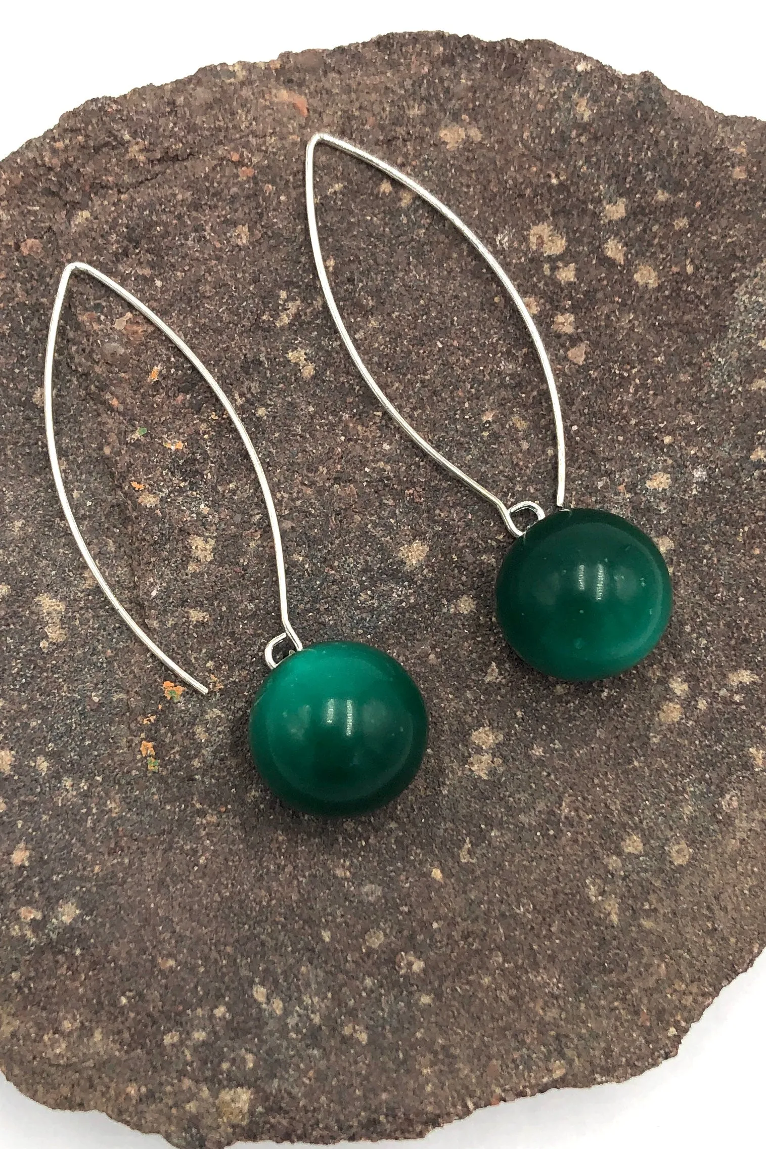 Emerald Green Moonglow Statement Earrings