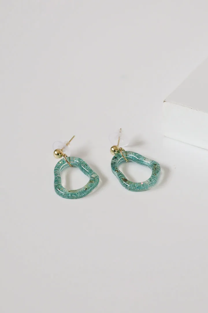 Emerald Resin Earrings