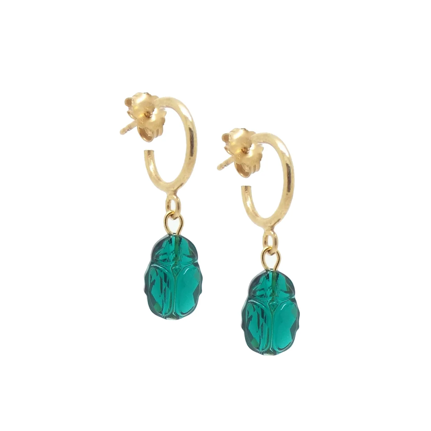 Emerald Scarab Earrings