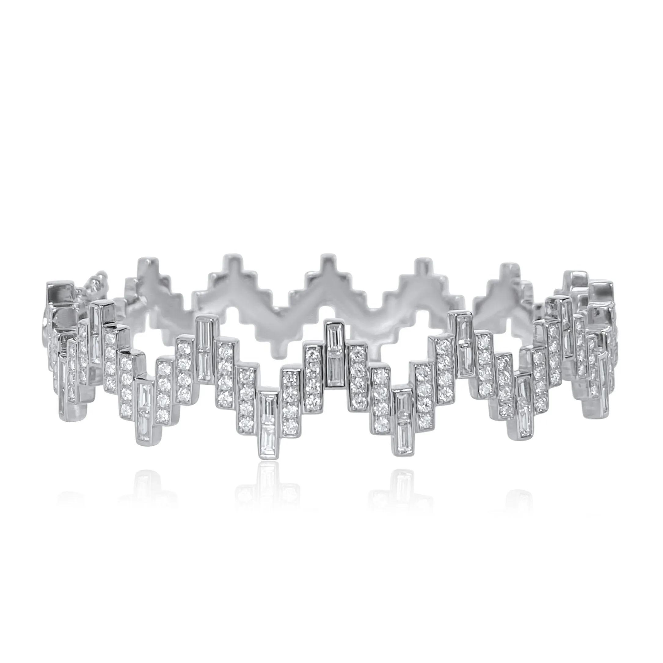 Enlightenment Equilibrium Baguette & Round Diamond Wide Bracelet