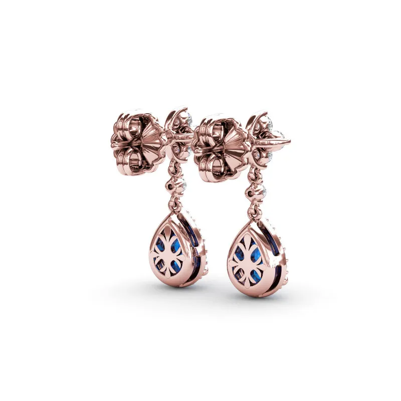 Fana Sapphire and Diamond Teardrop Dangle Earrings