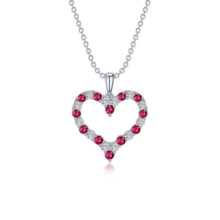 Fancy Lab-Grown Ruby Heart Pendant Necklace