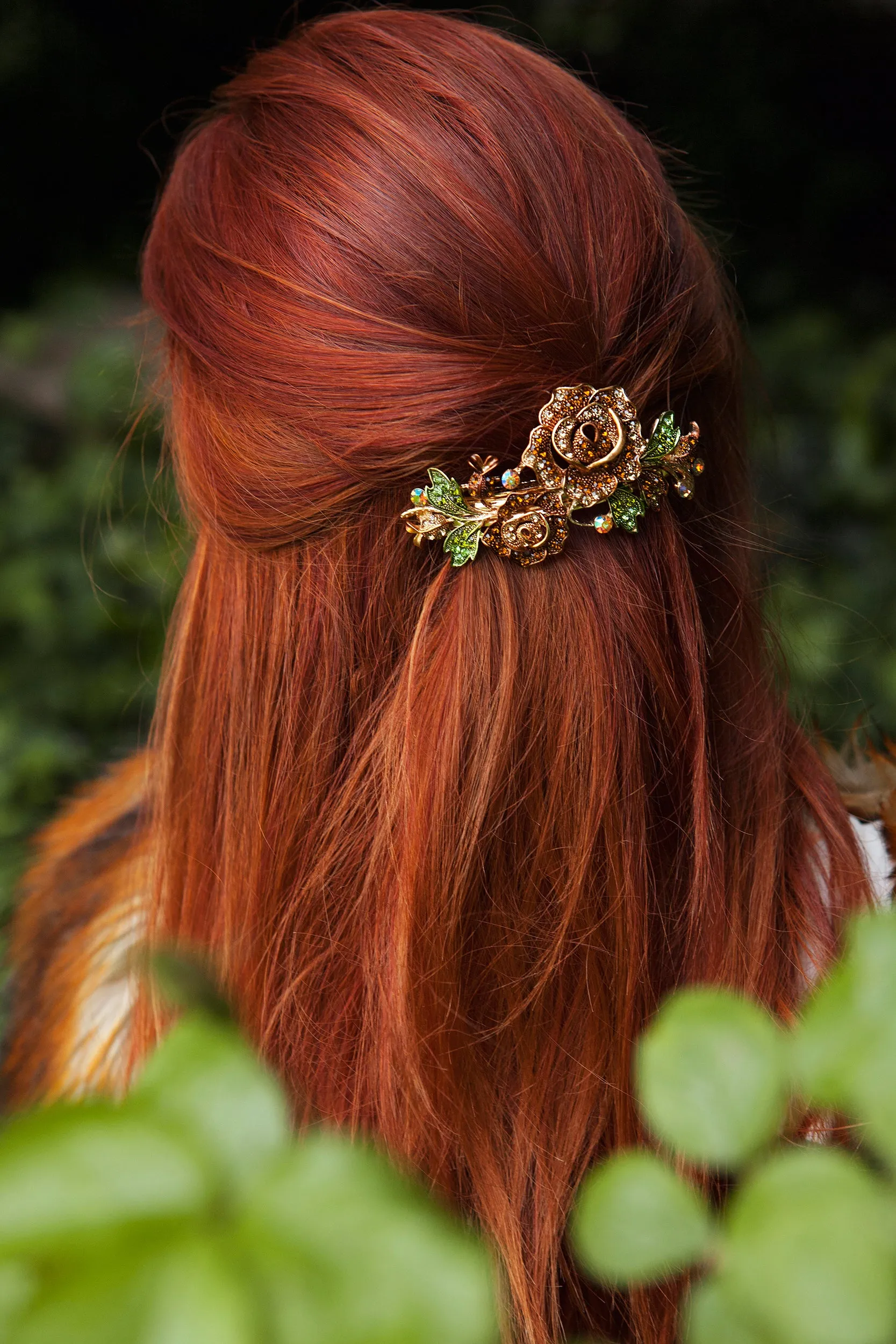 Flower Hair Clip Brown Rose