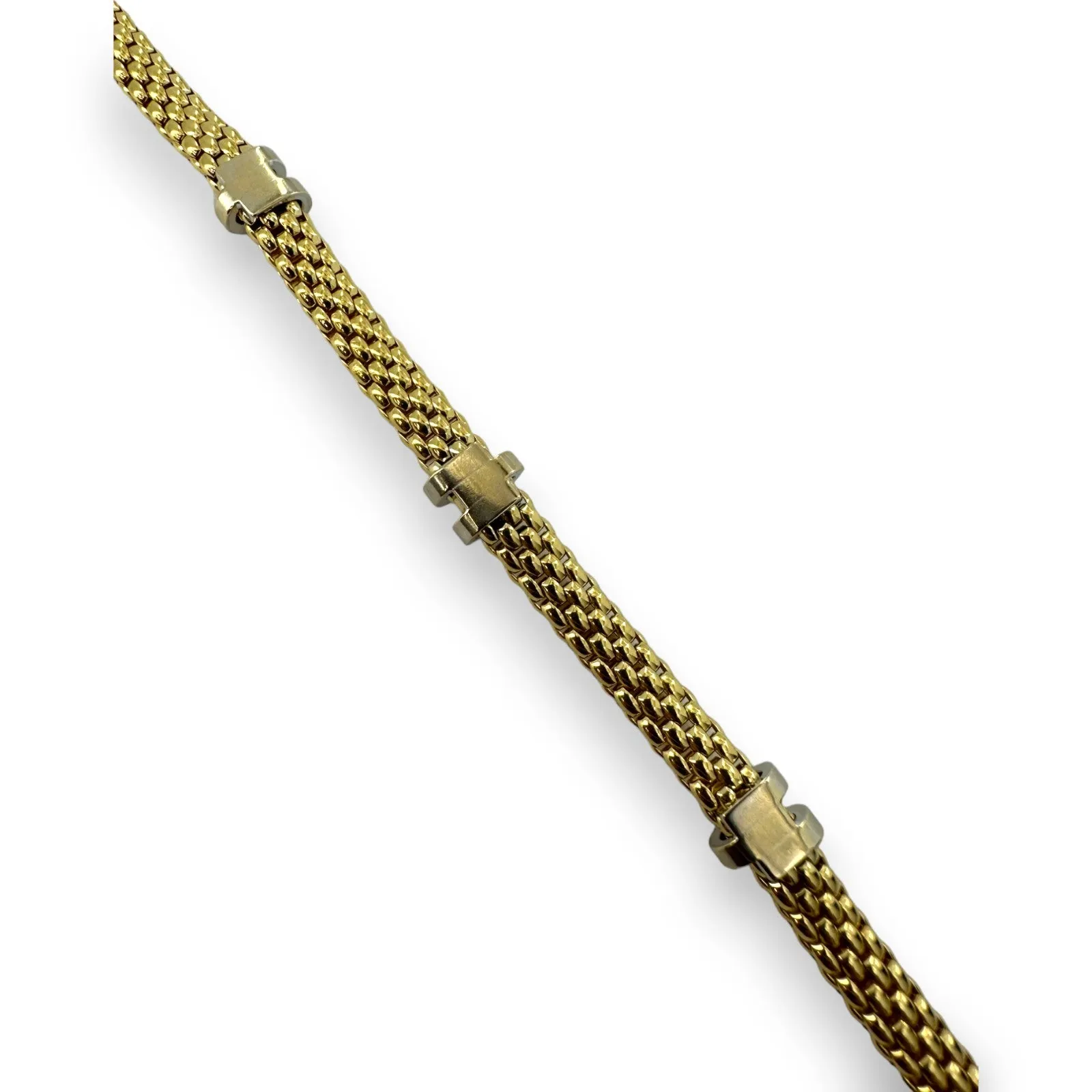 FOPE Brand Designer Solid 18kt Yellow Gold Mesh Link Bracelet with 0.36ctw Diamonds in White Gold Made in Vicenza, Italy