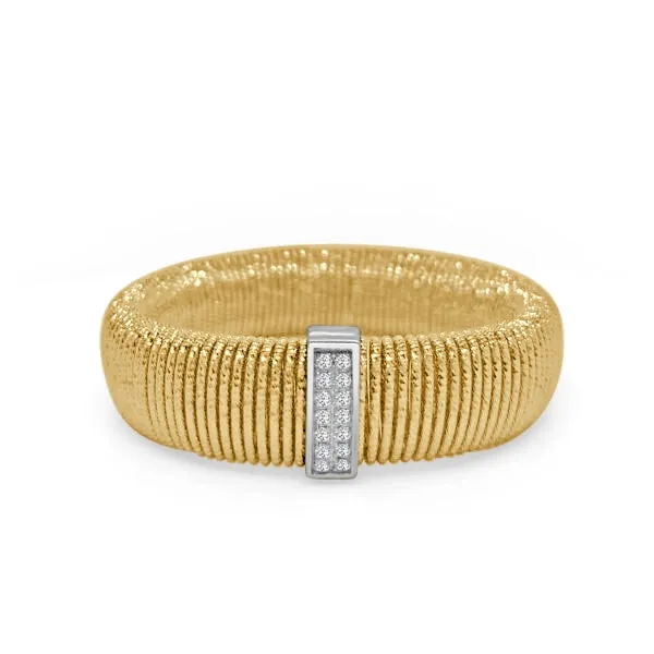 Frederic Sage 18K Yellow Gold Large Venezia Strech Bracelet with White Gold Diamond Section