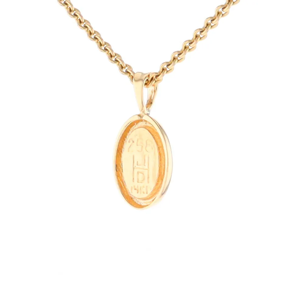 Gold Quartz Necklace Oval Inlaid Design Pendant