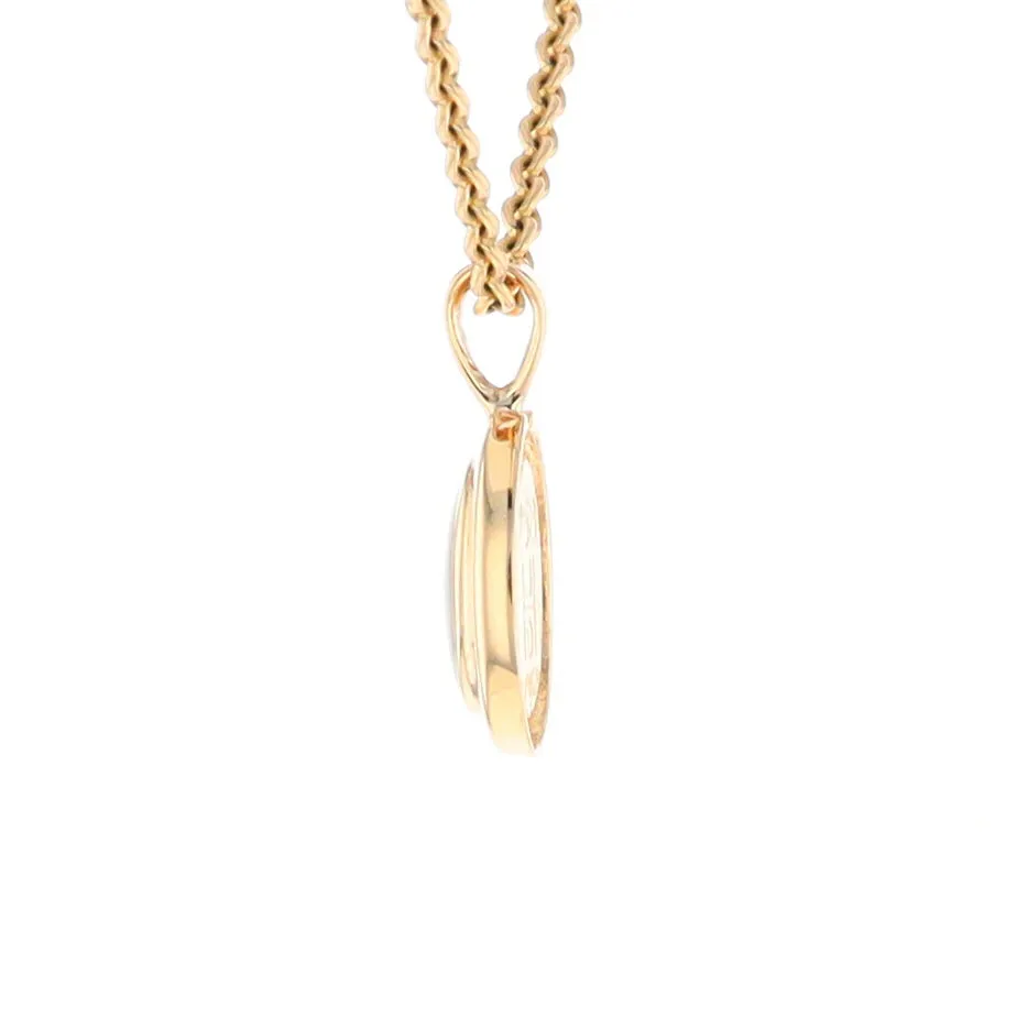 Gold Quartz Necklace Oval Inlaid Design Pendant