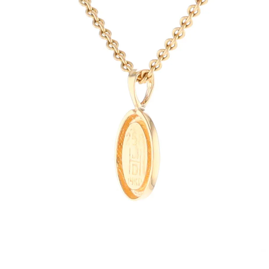 Gold Quartz Necklace Oval Inlaid Design Pendant