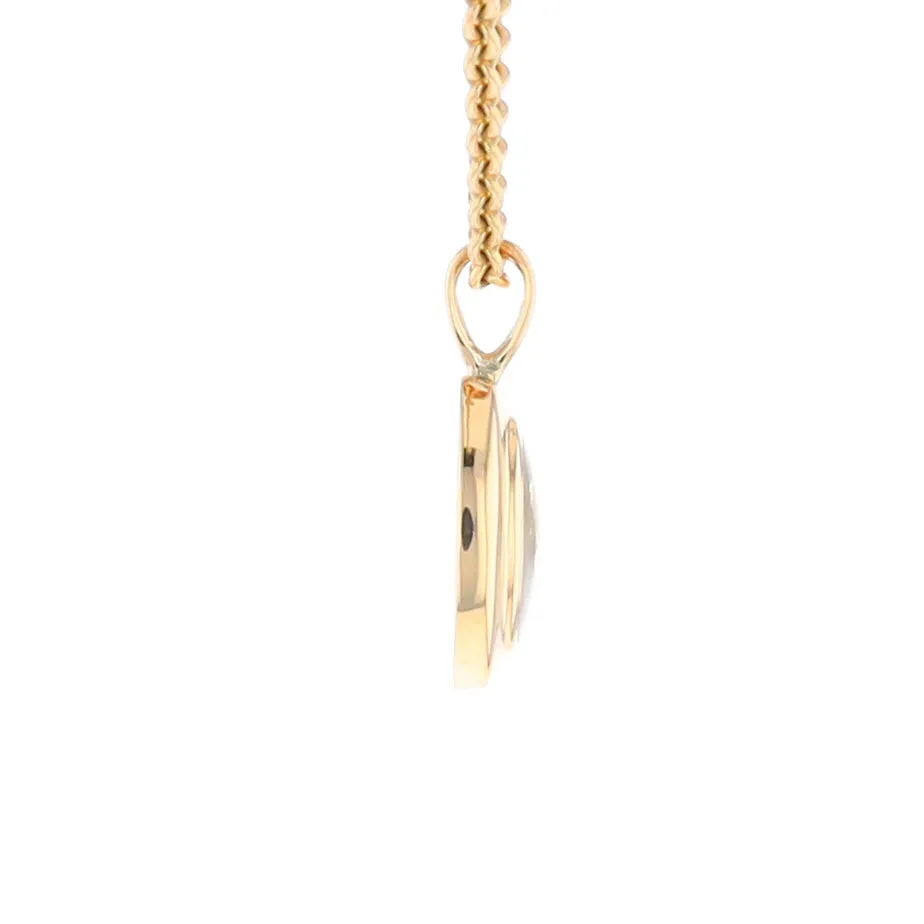 Gold Quartz Necklace Oval Inlaid Design Pendant