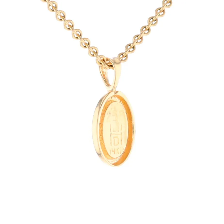 Gold Quartz Necklace Oval Inlaid Design Pendant