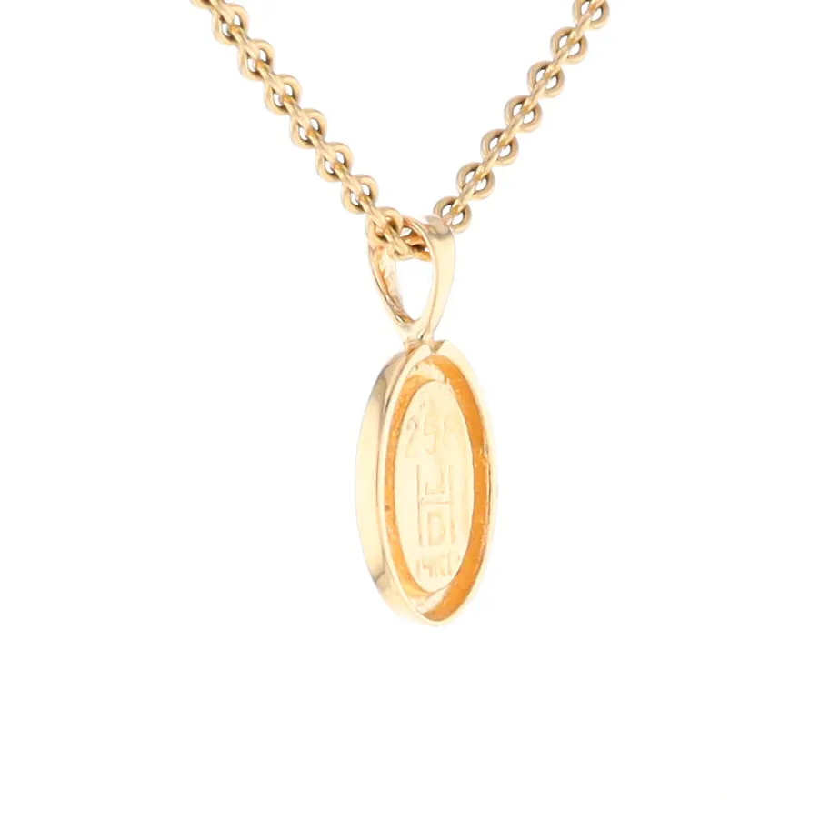 Gold Quartz Necklace Oval Inlaid Design Pendant