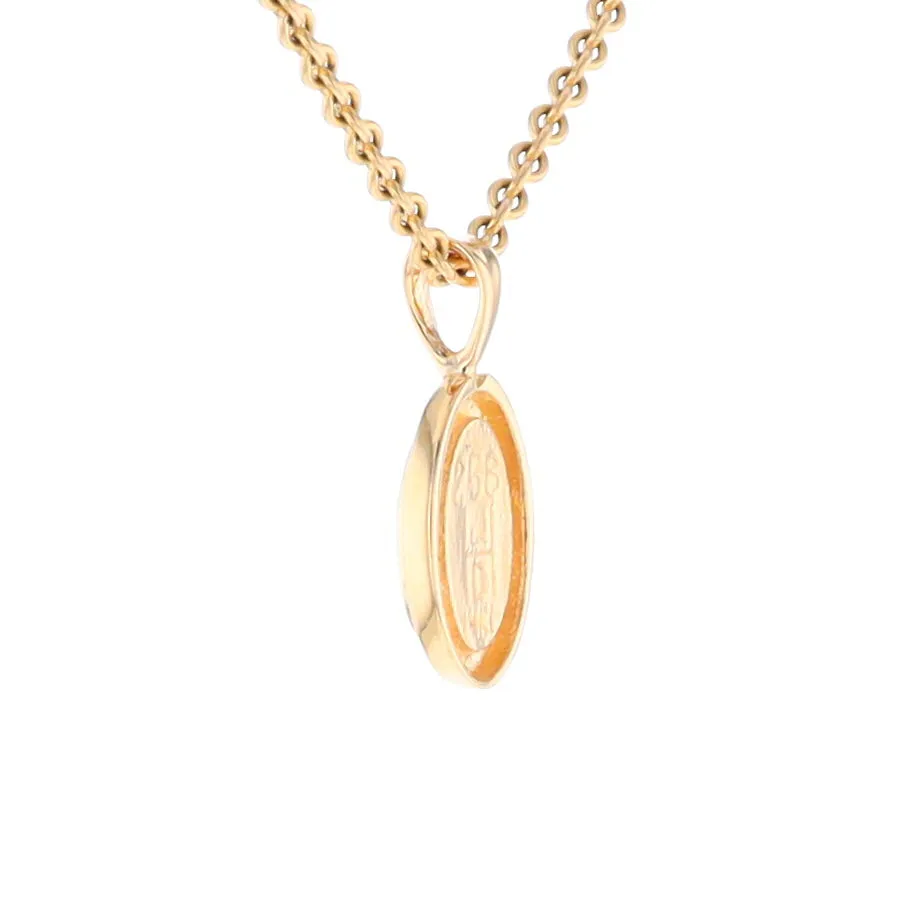 Gold Quartz Necklace Oval Inlaid Design Pendant